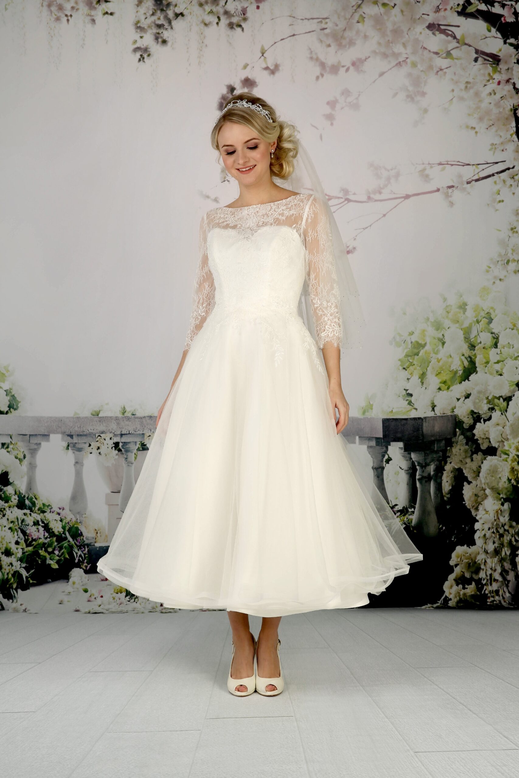Tea-Length French Lace Dress - Emma Bridals