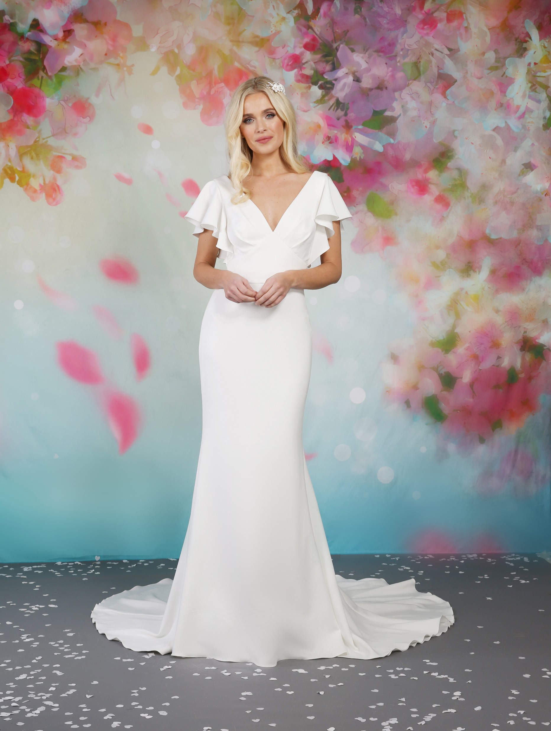 Frill Sleeve Jersey Dress - Emma Bridals