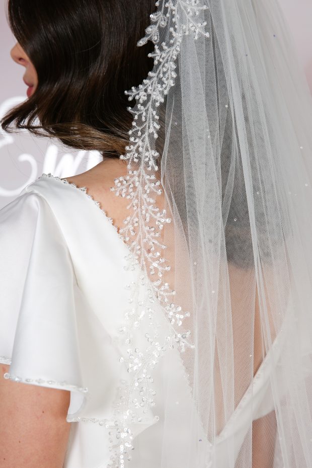 Cathedral train veil, bridal floral veil - Floral embroidered bridal train  veil, cathedral - Style #2390