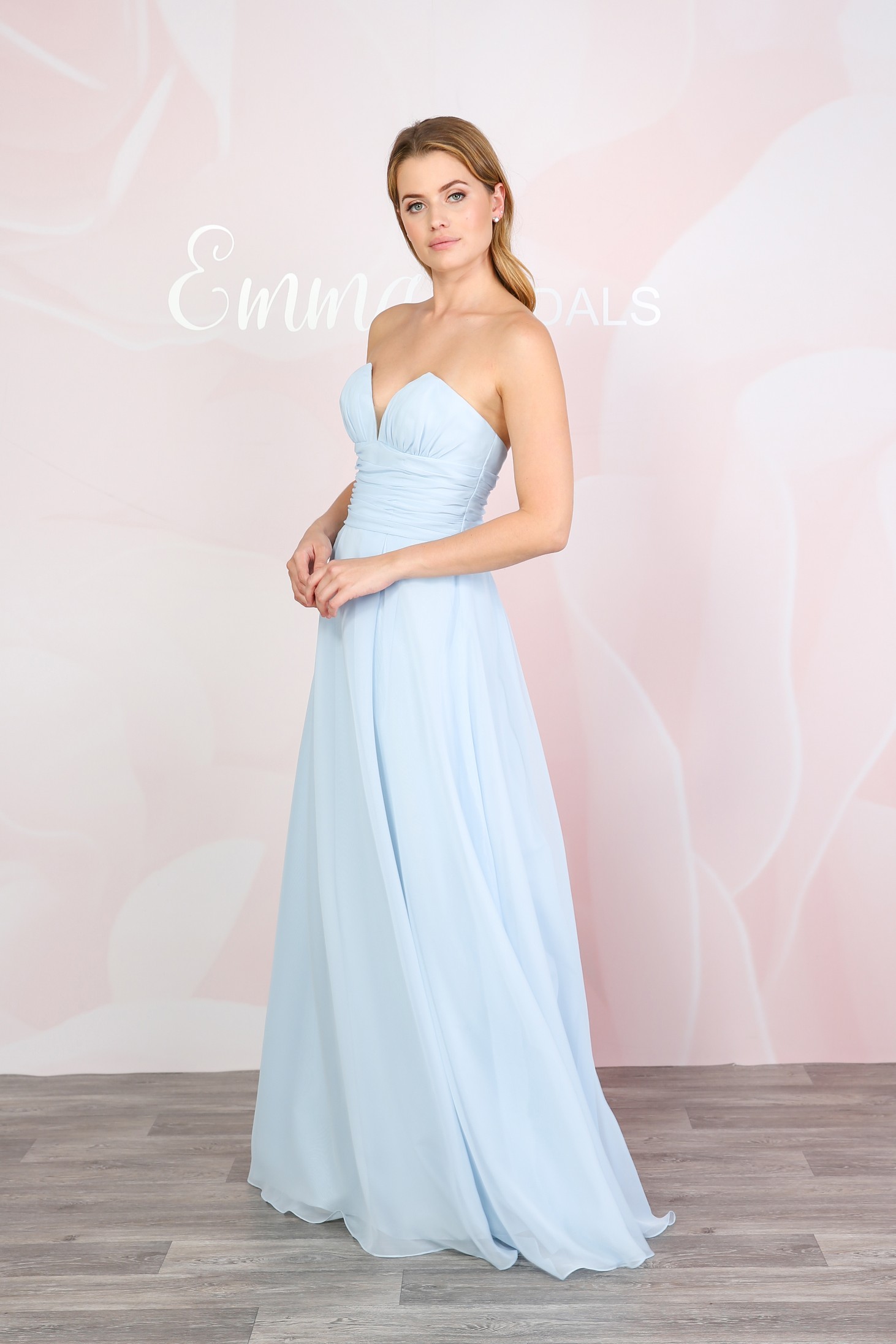 Plunge Strapless Chiffon Dress Emma Bridals