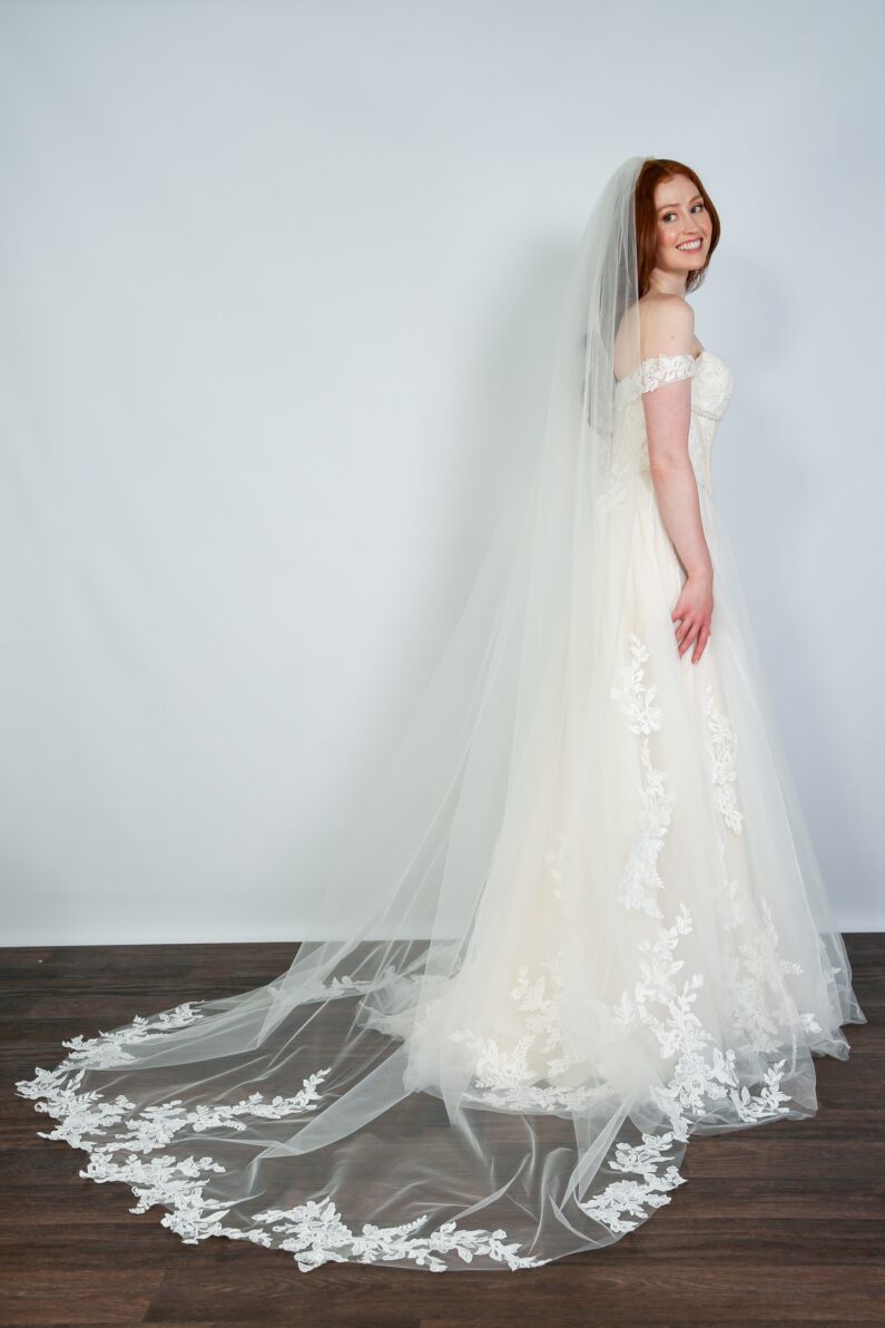 knee length dresses for ladies Plain Veil by Chic Bridals main image 0