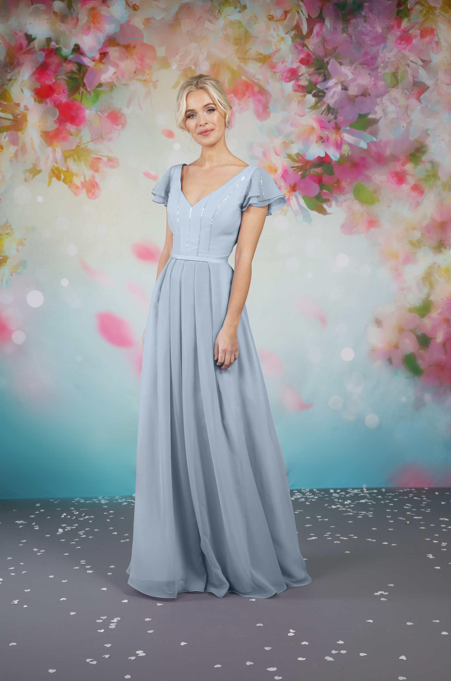 Layered Sequin Sleeve Dress - Emma Bridals