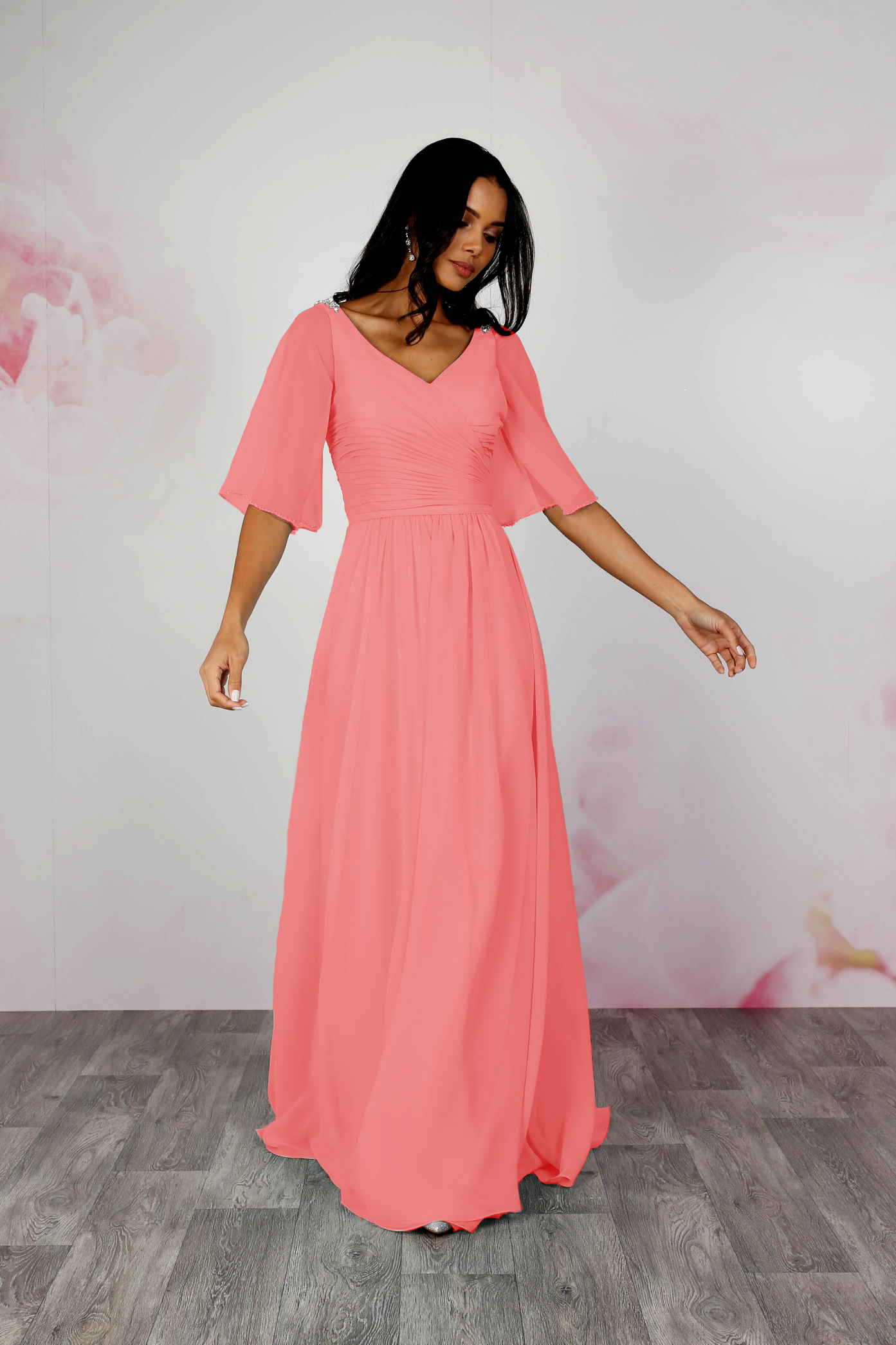 Vanessa formal on sale chiffon lattice dress