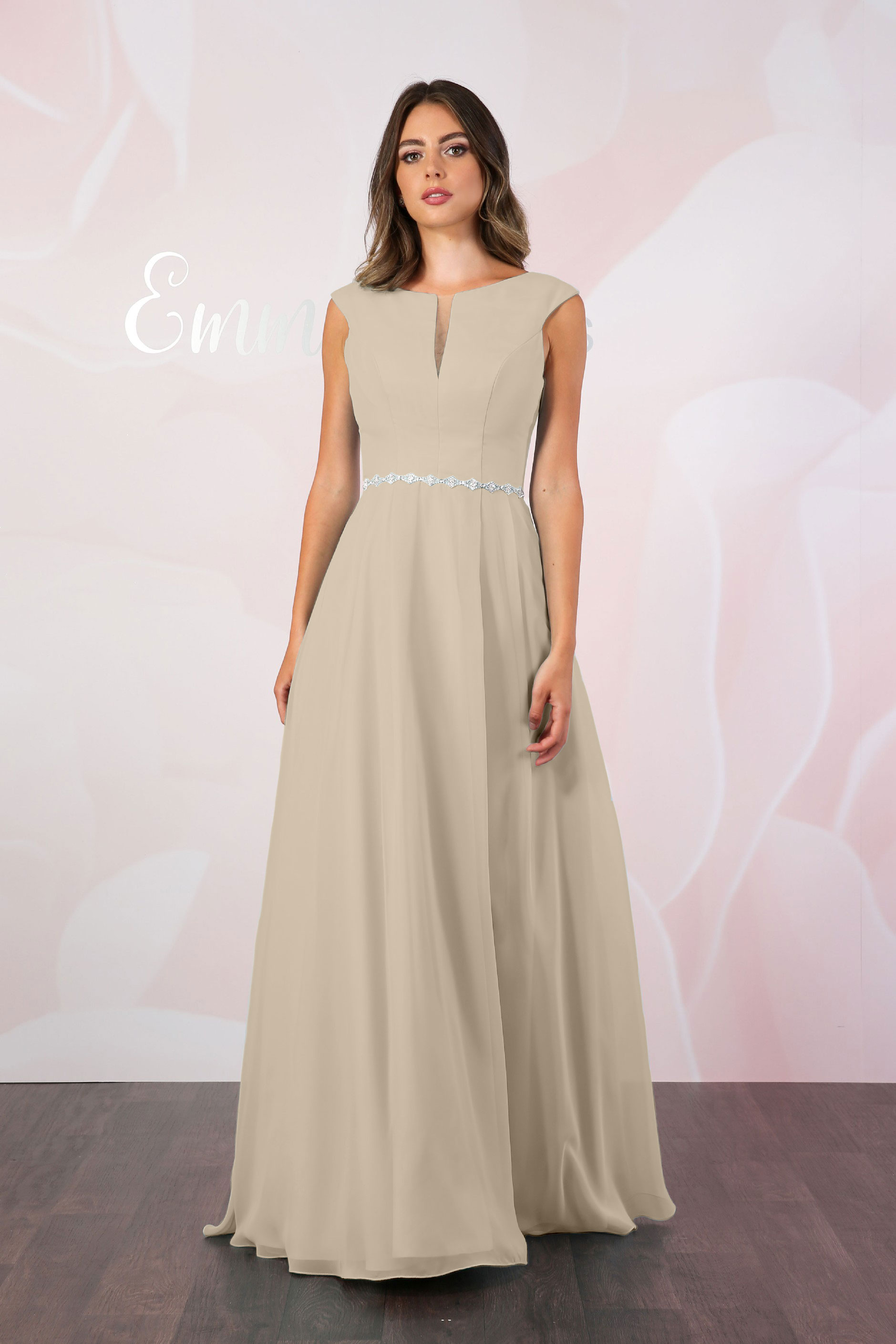 Diamante Waist Chiffon Dress Emma Bridals