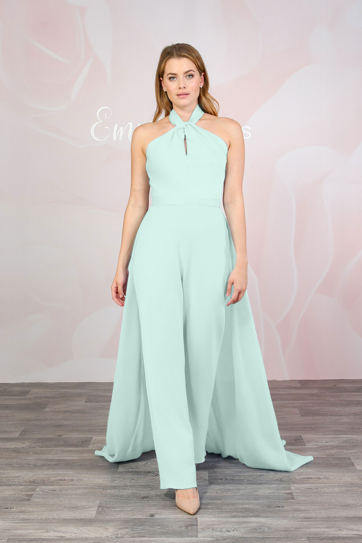 Bridesmaid Jumpsuit with Chiffon Overskirt - Emma Bridals Bridesmaid Jumpsuit with Chiffon Overskirt - Emma Bridals